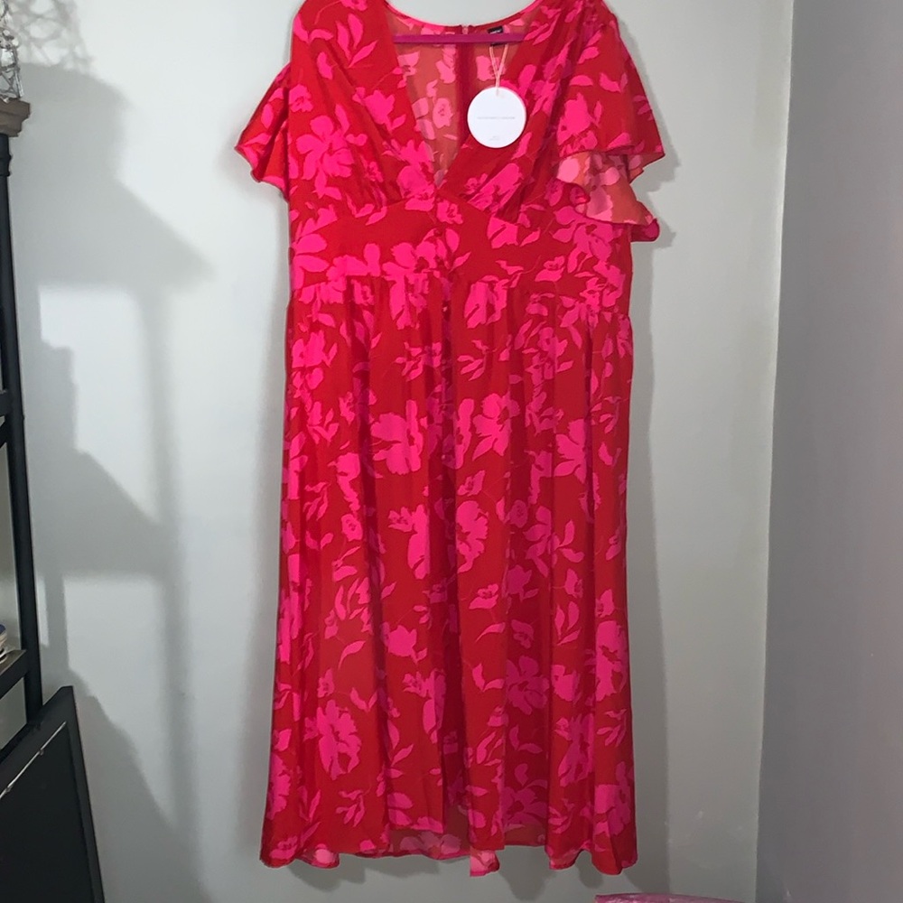 Red & Pink MIDI dress